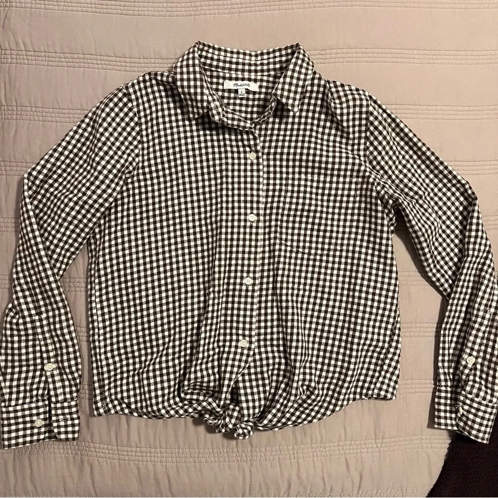 Madewell Brown and White Checkered Shirt - Picture 1 of 7